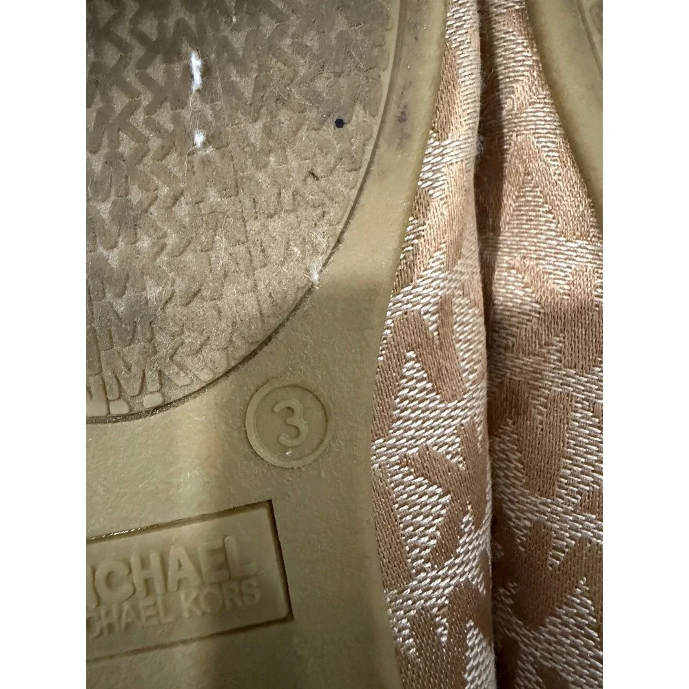 Michael Kors Kids Girls Beige Brown Logo Monogram Ballet Flats Size 3 Slip On